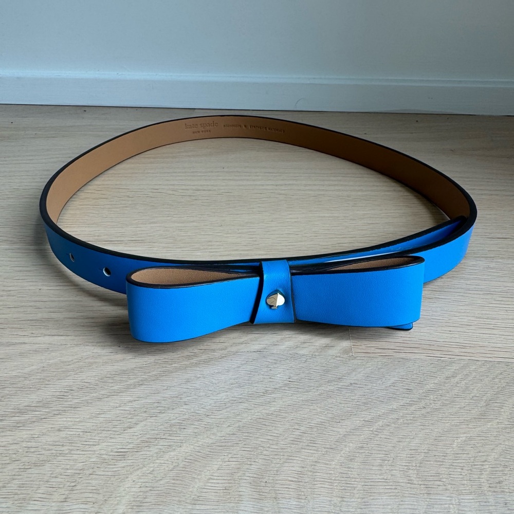 Kate Spade Women's Blue Belt signature spade Size Medium Designer Chic NEW